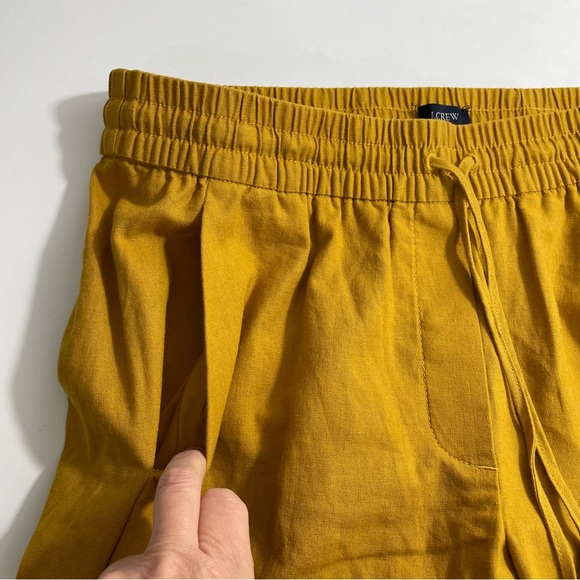 J. Crew Women’s Linen/Cotton Drawstring Pants Size 8 Mustard Yellow Cuffed leg - Picture 9 of 9